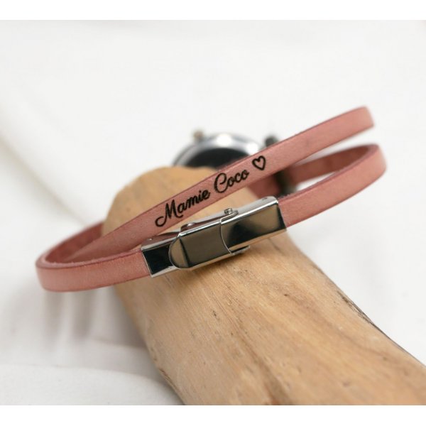 Montre femme en cuir bijou de cr&eacute;ateur personnalisable et color&eacute;e