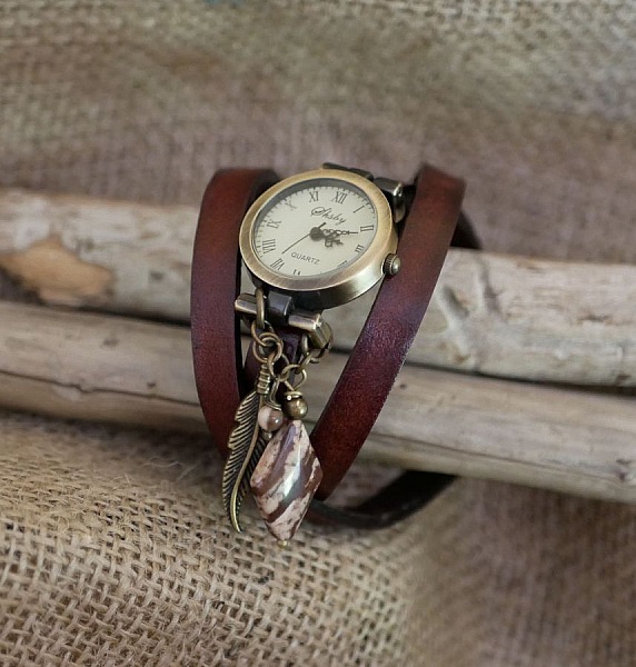 Montre femme bracelet cuir Cappucino