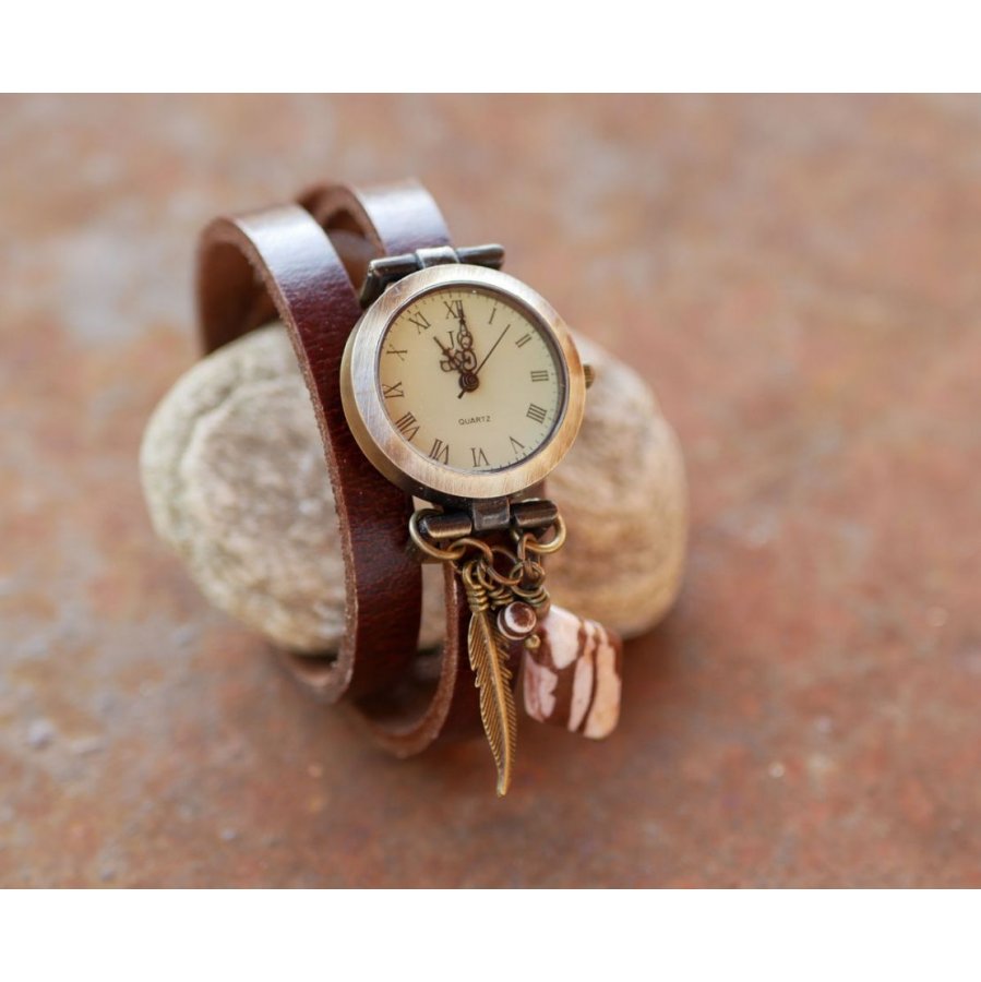 Montre femme bracelet cuir Cappucino