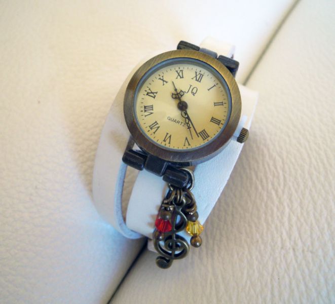 Montre triple cuir blanc Rasta Reggae