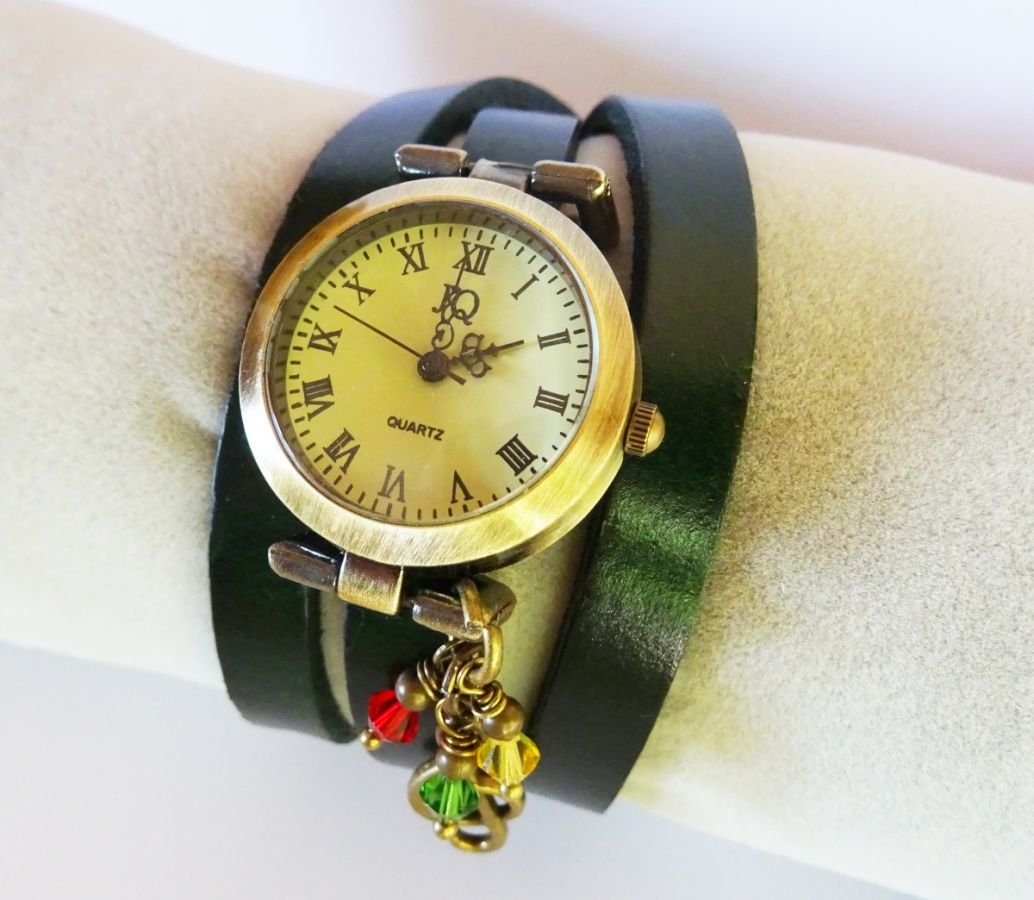 Montre triple cuir blanc Rasta Reggae