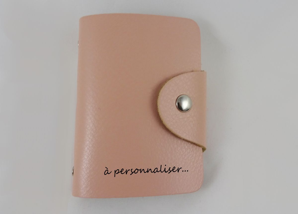 Porte-cartes en cuir pêche