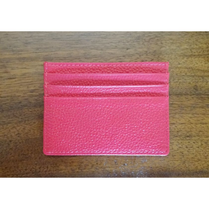 Porte-cartes en cuir fuchsia