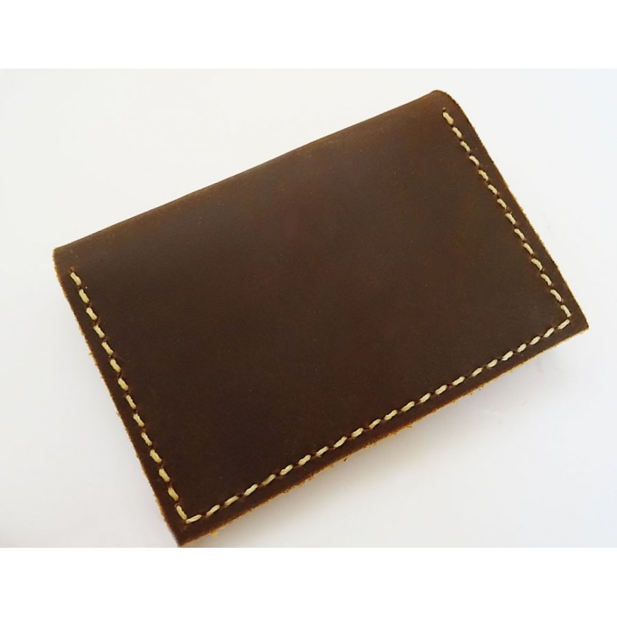 Porte-cartes en cuir épais Marron gravé