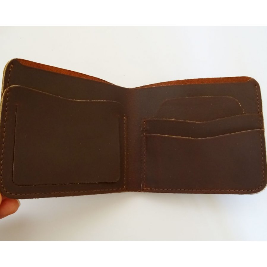 Porte-cartes en cuir épais Marron gravé