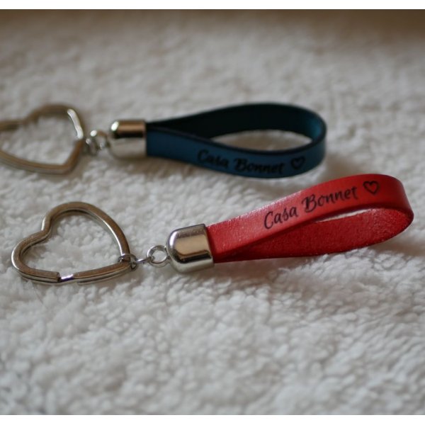 Porte-clefs en cuir personnalisable nom téléphone message