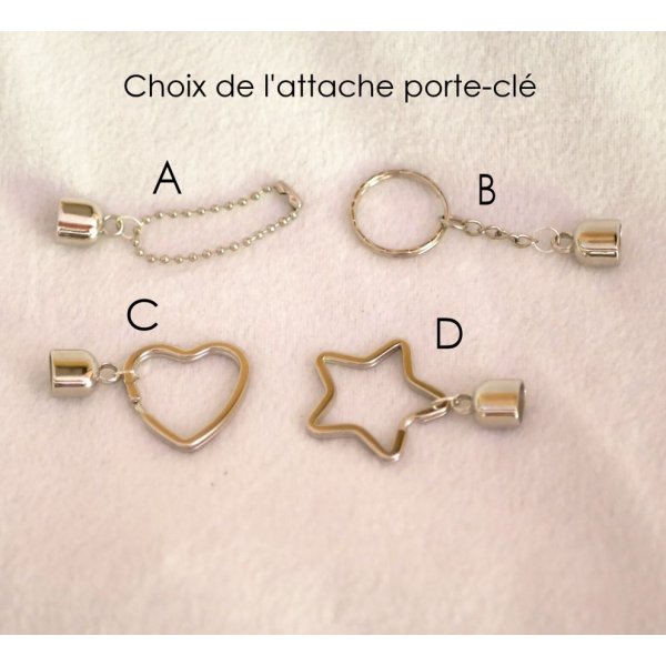 Porte-clés ou bijou de sac au cabochon thème Chocolat en cuir et perles
