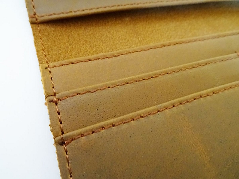 Porte-feuilles en cuir &eacute;pais Marron-camel