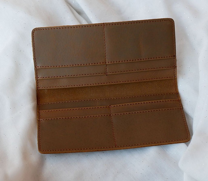 Porte-feuilles en cuir &eacute;pais Marron-camel