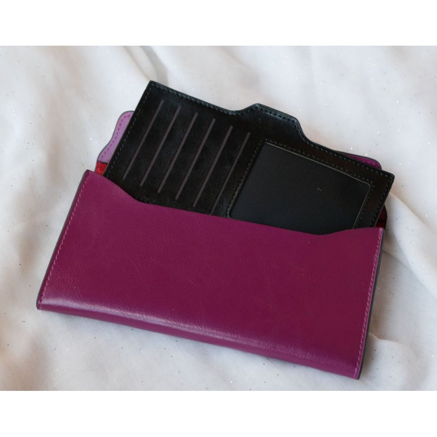 Porte-feuilles en cuir violet style pochette à personnaliser