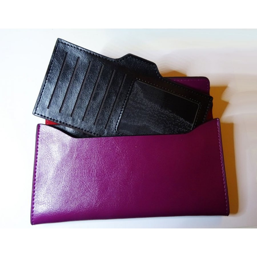 Porte-feuilles en cuir violet style pochette à personnaliser