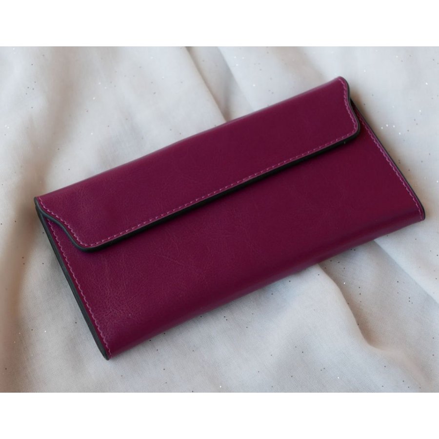 Porte-feuilles en cuir violet style pochette à personnaliser