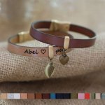 Bracelet cuir à breloques personnalisable bronze vielli 