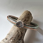 Bracelet femme aux cuirs ronds pastels et charme Arbre de vie