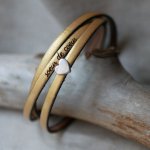 Bracelet femme cuir personnalisable multi tours décor coeur argenté