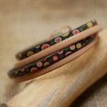 Bracelet cuir double en duo avec cuir imprimé et cuir uni au choix