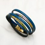 Bracelet cuir imprimé impressionniste double tour à personnaliser