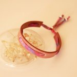Bracelet Florâme au ruban liberty Polly sur cuir vieux rose