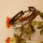 Bracelet Florâme au ruban liberty vert sur cuir vert tilleul