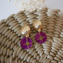 Boucles d'oreilles Clips fuchsia de la collection "Les nacrées" 