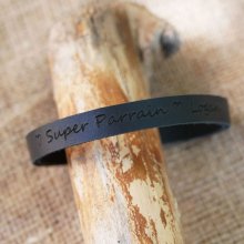Bracelet cuir Noir épais personnalisable 