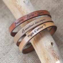 Bracelet en cuir gravé personnalisable pour homme fermoir au choix 