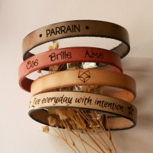 Bracelet cuir personnalisé homme ou femme gravé prénoms ou message