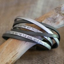 Bracelet à personnaliser multi-tours en cuir en duo pour femme ou homme
