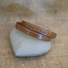 Bracelet cuir double tours homme papa personnalisable par gravure