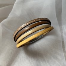 Bracelet manchette ajustable multi cuirs Beiges pour homme 