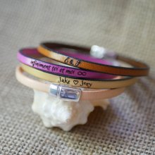 Bracelet cuir fin fermoir magnétique personnalisé par gravure femme ou homme