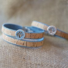 Bracelet Arbre de vie sur Liège et coton Jean's  en simple, double ou triple tour