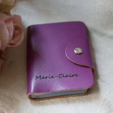 Porte-cartes en cuir Violet à personnaliser par gravure
