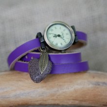 Montre avec Pierre de lave diffuseur bracelet cuir